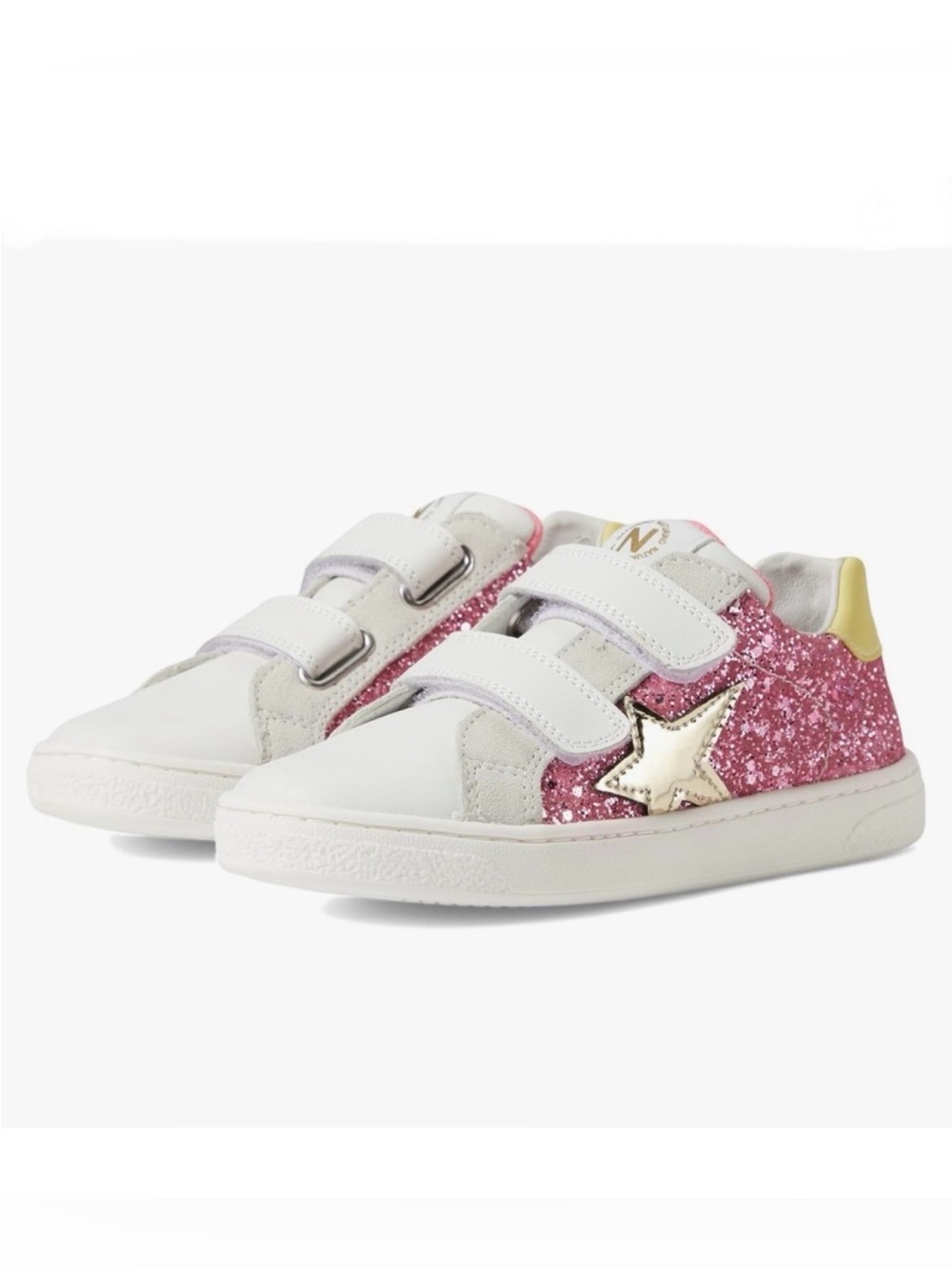 NWT Naturino Girl's Pinn Vl Sneaker in White/Fuchsia/Paglia - Picture 2 of 15
